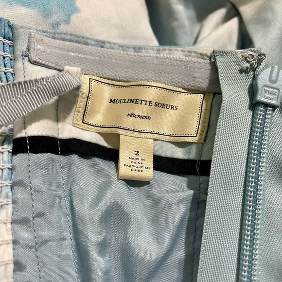 Moulinette Soeurs Anthropologie Skyward Paris City Print Strapless Dress Sz 2 - Picture 14 of 15